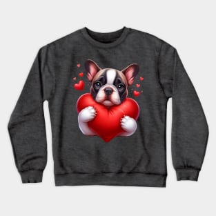 Frenchie Dad Gifts Love Heart Crewneck Sweatshirt